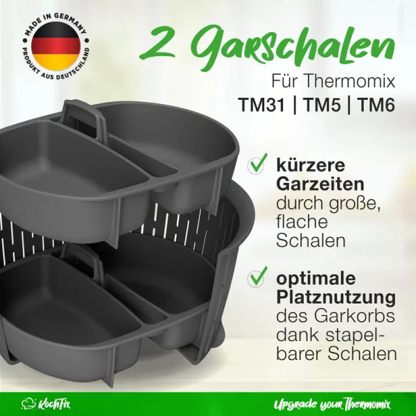 Kochfix | duo inzet pocheren/stomen (set van 2) - kookmandje - TM7, TM6, TM5 - Afbeelding 2