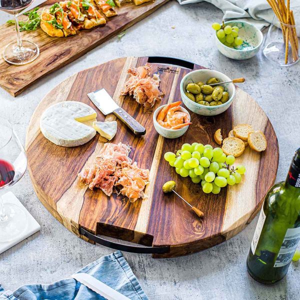 Tapasplank Pure Rosewood Ø29cm metalen handvat